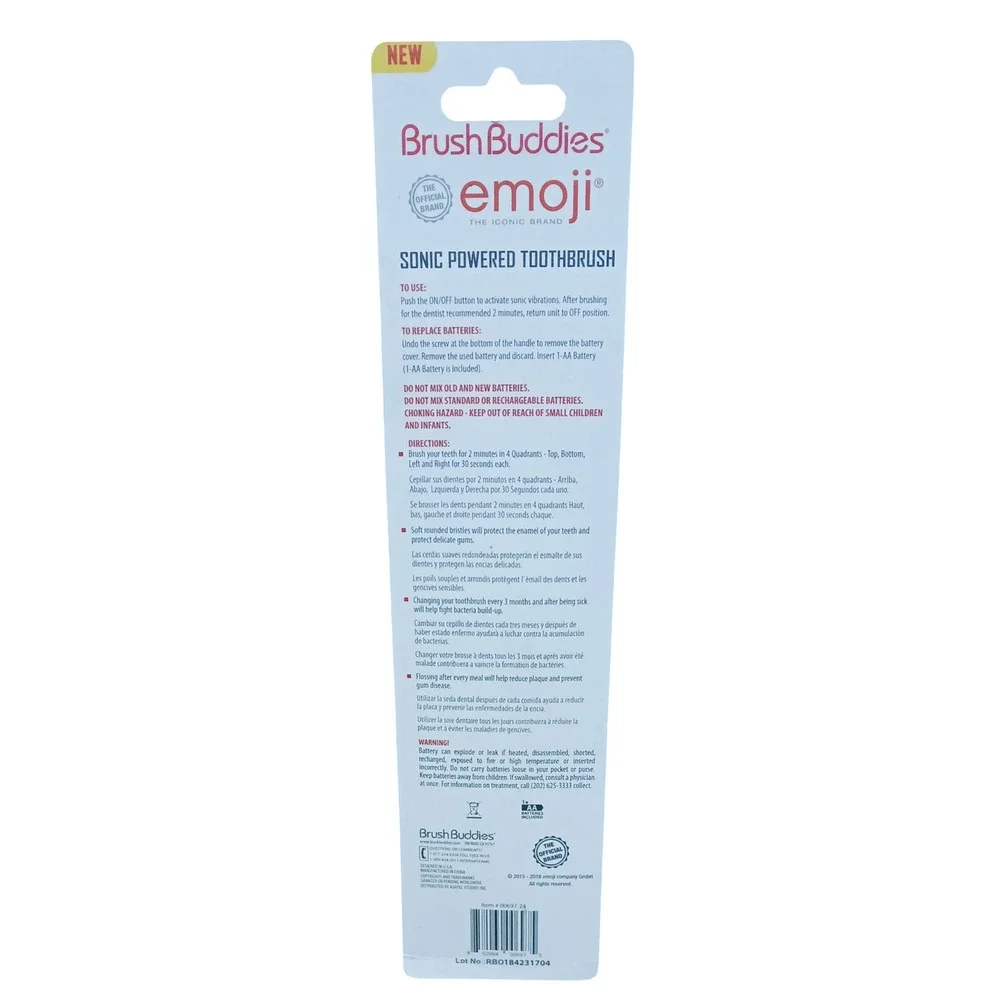 Brush Buddies Emoji Sonic Toothbrush Battery Powered + 36 Flossers Kids Set New